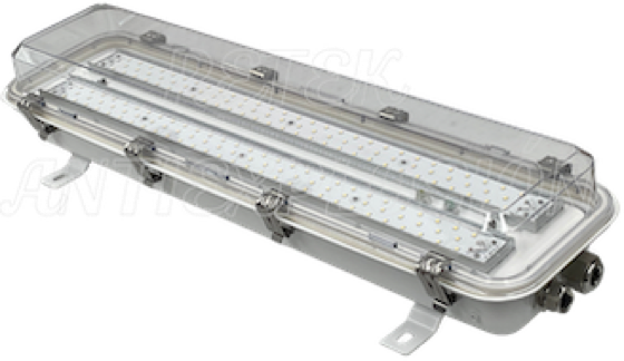 Luminaria LED de emergencia a prueba de explosión lineal 5600 lúmenes, IP66, certificada para zonas clasificadas peligrosas 